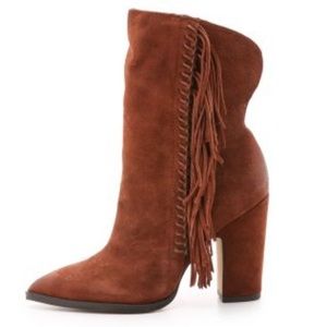 Dolce Vita Brown Heeled Boots with Fringe